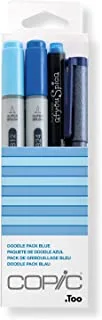 Copic Ciao Coloured Marker Pen - Doodle Pack of 4 Blue, For Art & Crafts, Colouring, Graphics, Highlighter, Design, Anime, Professional & Beginners, Art Supplies & Colouring Books