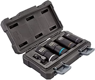 Klein Tools 66050E Metric Socket Set, Impact with 1/2-Inch Drive, 12-Point Deep Sockets, 5-Piece Set, Includes Carrying Case