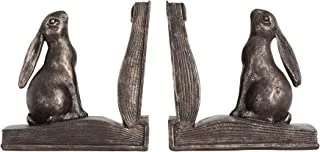 Creative Co-Op Rustic Bronze Rabbit on Book Resin Bookends (Set of 2 Pieces)