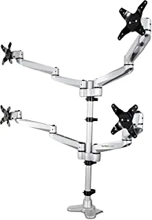 StarTech.com Desk Mount Quad Monitor Arm – Premium Articulating VESA 4 Monitor Mount 2x2 up to 27