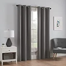 Eclipse Microfiber Total Privacy Blackout Thermal Grommet Window Curtain for Bedroom (1 Panel), 42 in x 84 in, Smoke