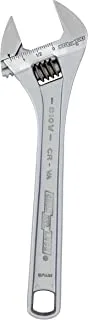Adjustable wrench, 10 in, chrome, plain