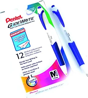 قلم حبر جاف Pentel GlideWrite مع حبر TechniFlo ، (1.0 مم) خط متوسط ​​، أزرق ، صندوق 12 (BX910-C)
