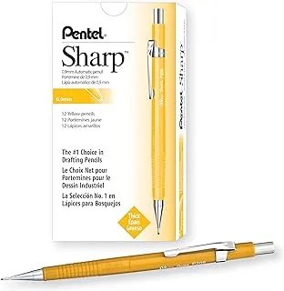 Pentel Sharp Mechanical Pencil, 0.9mm Lead Size, Yellow Barrel, Box of 12 Pencils (P209G)