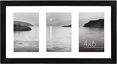 Americanflat 8x14 Collage Picture Frame in Black - Displays Three 4x6 Frame Openings - Engineered Wood Panoramic Picture Frame with Shatter Resistant Glass, Hanging Hardware, and Easel