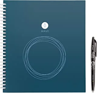 Rocketbook Wave Smart - Dotted Grid Eco-Friendly Notebook with 1 Pilot Frixion Pen Included - Standard Size (21.6 cm x 24.13 cm), BLUE (WAV-S)