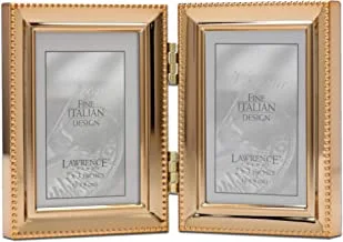 Lawrence Frames Classic Bead Picture Frame, 2.5x3.5 Double, Gold, 2 Count