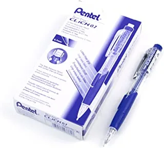 قلم رصاص ميكانيكي Pentel Twist-Erase CLICK (0.7 مم) ألوان أسطوانية زرقاء متنوعة ، قد يختلف اللون ، صندوق 12 (PD277TC)