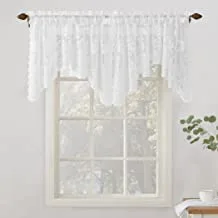 No. 918 Alison Floral Lace Sheer Rod Pocket Curtain Valance, 58
