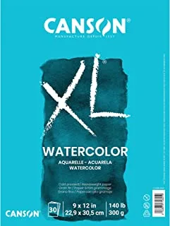 لوحة ألوان مائية من سلسلة Canson XL ، 9 بوصات × 12 بوصة ، غطاء قابل للطي ، 30 ورقة (100510941)