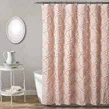 Lush Decor x 72”, Blush Ruffle Diamond Shower Curtain | Textured Vintage Chic Farmhouse Style Design