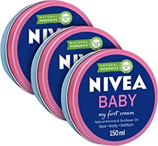NIVEA Baby My First Cream All Purpose Cream, Natural Almond & Sunflower Oil, 3x150ml