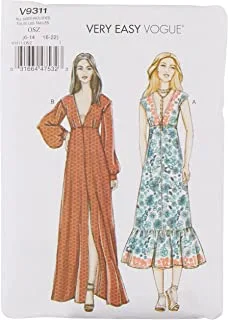 Vogue Patterns Misses 'Dress 6-8-10-12-14-16-18-20-22، أحمر