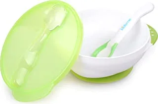 Kidsme 9832 LI Suction Bowl with Ideal Temperature Feeding Spoon Set, Lime