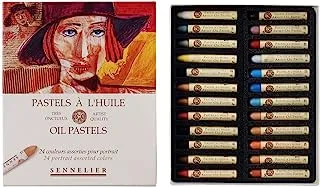 مجموعة ألوان الباستيل الزيتية من الورق المقوى Sennelier ، 24 قطعة (عبوة من 1) ، صورة شخصية