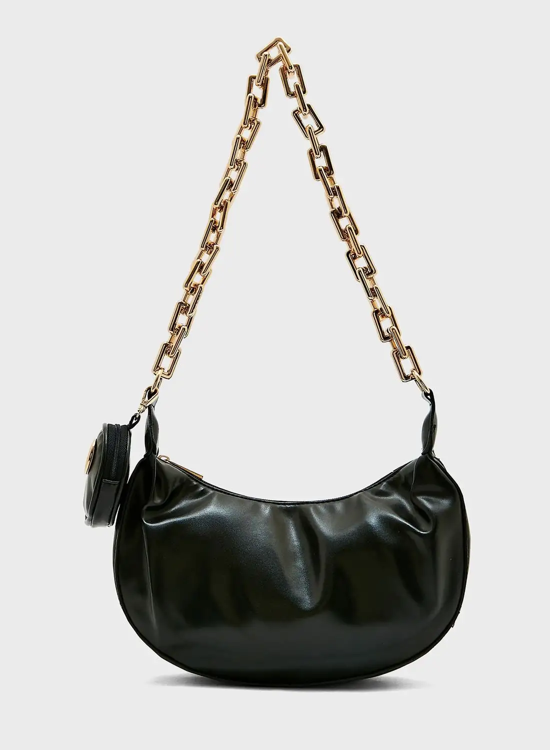 ELLA Shiny Slouchy Chain Strap Handbag