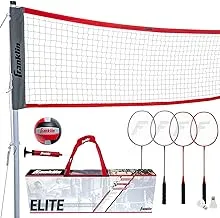 Franklin Sports Volleyball + Badminton Combo Sets - Backyard + Beach Outdoor Volleyball + Badminton Net Set - Portable Badminton + Volleyball Net with Poles - Volleyball, Rackets + Birdies Included