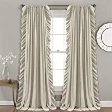 Lush Decor Wheat Reyna Window Curtains Panel Set for Living, Dining Room, Bedroom (Pair), 84” x 54”, 84