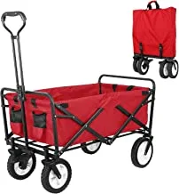 Shopping Cart-Outdoor Camping Car Supermarket Fishing Shopping Portable Trolley Home Four-wheel Folding Shopping Cart (Color : Red)
