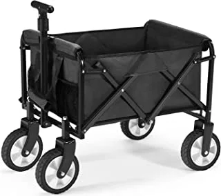 PA Collapsible Folding Wagon Foldable Outdoor Beach Shopping Garden Cart with Wheels Push Or Pull (IPA009201BH)