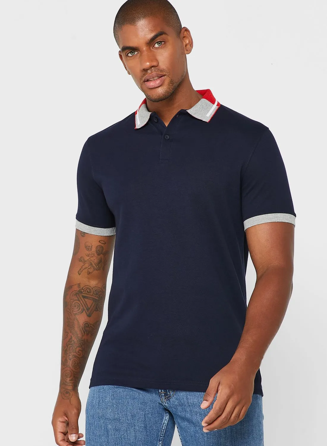 Seventy Five Contrast Collar Polo Shirt