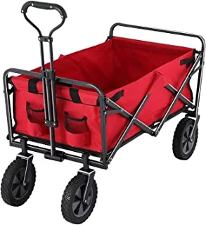 Tory Carrier Heavy Duty Collapsible Folding Wagon Utility Outdoor Camping Garden Cart with Universal Wheels & Adjustable Handle
