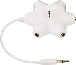 أمازون بيسكس 5-Way Multi Headphone Audio Splitter Connector ، أبيض