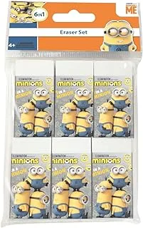 MINIONS 6pcs Eraser Pencil Erasers for School & Office, Classroom Erasers for Kids
