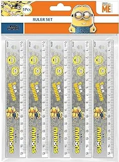 MINIONS 15CM Ruler for Kids and Students, Lightweight, School and Office Supplies, Pack of 5