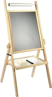 Class Kids Easel Magnetic Whiteboard with Frame and Stand Double-Sided Whiteboard & Chalkboard - White