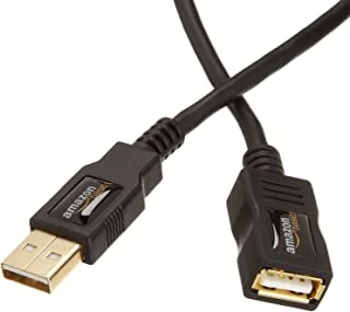 AmazonBasics USB 2.0 Extension Cable 2-Pack - A-Male to A-Female Adapter Cord - 3.3 Feet (1 Meter)