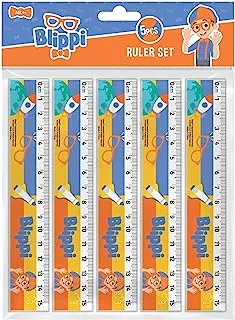 BLIPPI 15CM Ruler for Kids and Students, Lightweight, School and Office Supplies, Pack of 5