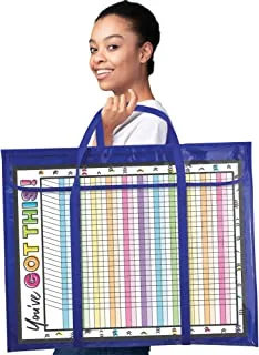 Carson Dellosa Deluxe Pocket Chart Tote Bag—Large Organizer for Bulletin Boards, Charts, Calendars, Wall Art, Posters, Papers, Classroom Supplies Storage (24