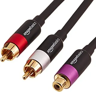 AmazonBasics 2-Male to 1-Female RCA Y-Adapter Splitter Cable - 12-Inches
