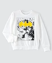 Batman Sweatshirt for Senior Boys - White, 13-14 Year