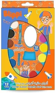 Blippi 12 Colors Watercolor Paint Set For Kids With Brush,Perfect For Art Classroom