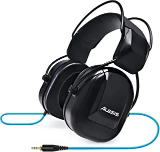 Alesis DRP100 Over Ear Reference Headphones Built for Professional Electronic Drum Monitoring and Superior Audio Isolation, Black, One Size, Wired