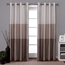Exclusive Home Chateau Striped Faux Silk Grommet Top Curtain Panel Pair, 54