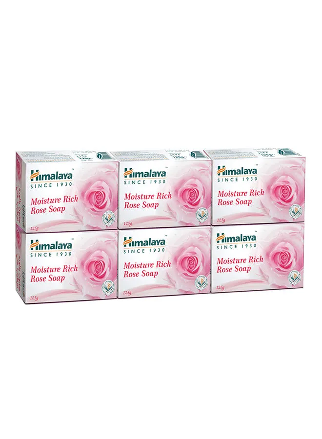 Himalaya Pack Of 6 Moisture Rich Rose Soap 6x125grams