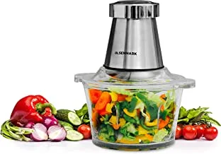 Olsenmark Food Chopper ، 350W Electric Vegetable Chopper ، OMC7003 2 Speed ​​Chopper with 2L SS Container ، متعدد الألوان