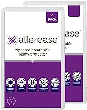 AllerEase Ultimate Protection & Comfort واقي وسادة موازنة درجة الحرارة - بسحاب ، مضاد للميكروبات ، موصى به من قبل أخصائي الحساسية لمنع مجموعة من عث الغبار ومسببات الحساسية ، عبوة كوين -2 ، أبيض