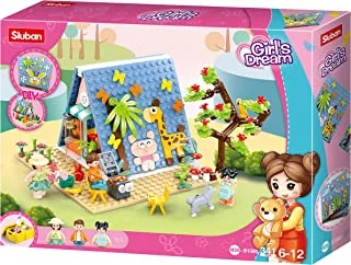 Sluban Girl's Dream Series - Camp Building Blocks 341 PCS with 3 Mini Figuers and DIY accessories - For Age 6+ Years Old