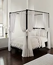Canopy Bed Panels with Top Ties and Tie Backs, White Sheer for All Bed Sizes.