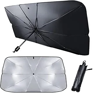 مظلة واقية من الشمس للسيارة من Kwak قابلة للطي وغطاء للنافذة الأمامية للسيارة واقي من الشمس ومظلة للأشعة فوق البنفسجية تحافظ على برودة السيارة (S (65x125CM))