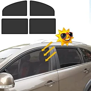 DMG Car Side Window Sun Shade, 4 Pack Universal Car Reversible Magnetic Curtain, Car Window SunShades Mesh Summer Mesh Auto Window Sun Visor Shield Sunshade Protector, Sun Protection
