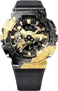 ساعة كاسيو الرجالية G-SHOCK بمناسبة الذكرى السنوية الـ 40 لـ Adventurer's Stone Series بغطاء معدني رقمي بمينا ذهبي وسوار راتنج GM-114GEM-1A9DR.