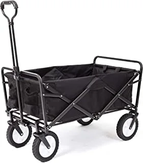 Folding Shopping Hand Cart Trolley Collapsible Folding Outdoor Utility Wagon, Black