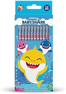 BABY SHARK Colored Pencils,12 Count Presharpened Color Pencil, Color Pencils for School Art Projects, Creative Play, Drawing - Great Gift Idea for Kids and Adults