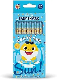 أقلام رصاص ملونة من BABY SHARK ، 12 قلمًا ملونًا مسبقًا ، مجموعة الفصل الدراسي ، اللوازم المدرسية للأطفال