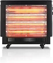 ALSAIF 2000W Electric Heater, 4 Quartz Heater Elements, 2 Switches with 4 Flexible Heat Settings, Safety mesh grill, With tip-over safety switch, Black, E0519 2 Years warranty